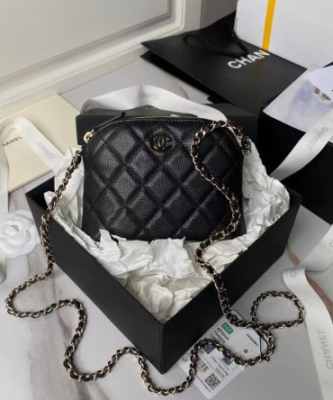 Chanel 24S AP4000 Mini Clutch With Chain Crossbody Bag Black Caviar Light Gold Hardware