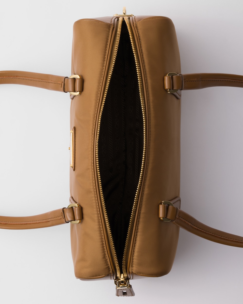 Re-Nylon and Leather Medium Top-Handle Bag With Padlock - 图片 3