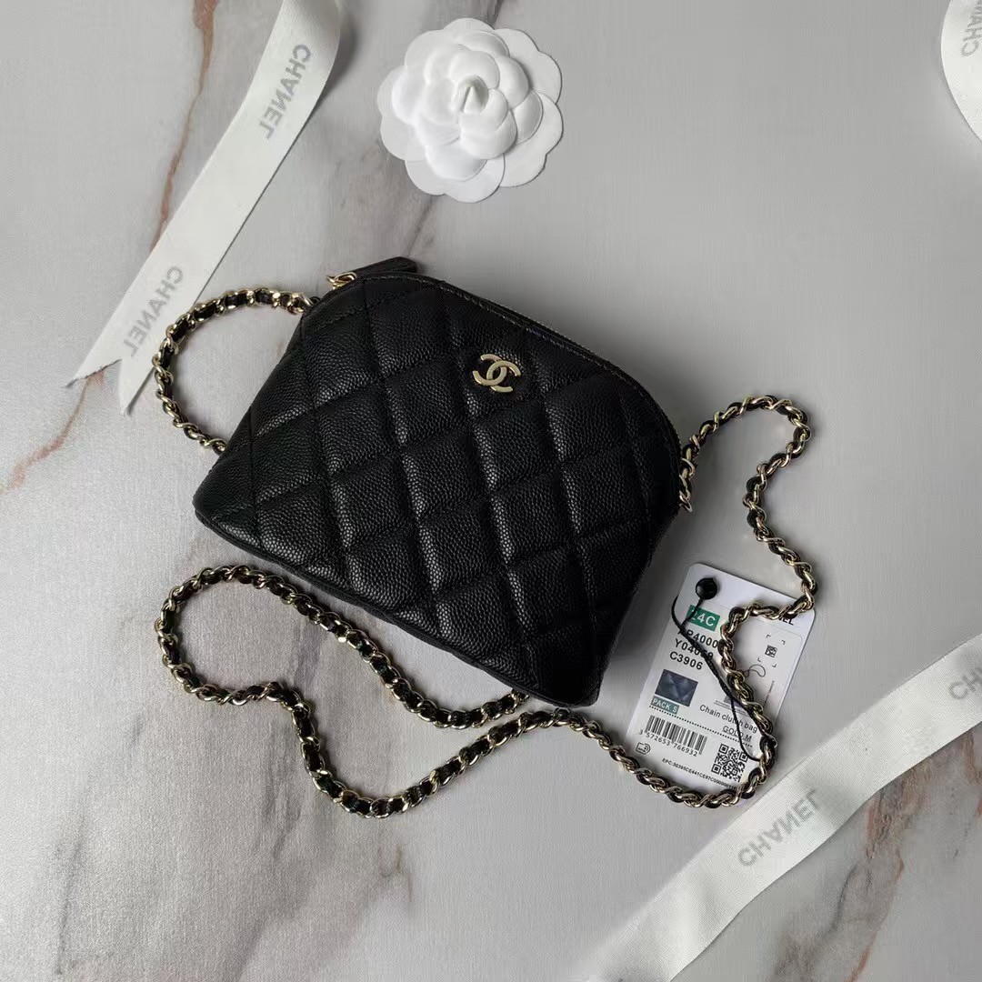 Chanel 24S AP4000 Mini Clutch With Chain Crossbody Bag Black Caviar Light Gold Hardware - 图片 7